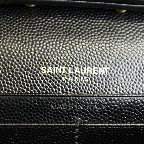 YVES SAINT LAURENT Envelope Leather Chain Shoulder Bag Black