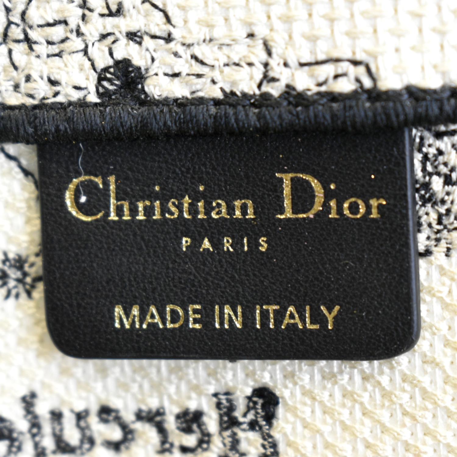 CHRISTIAN DIOR Canvas Embroidered Medium Zodiac Book Tote Latte