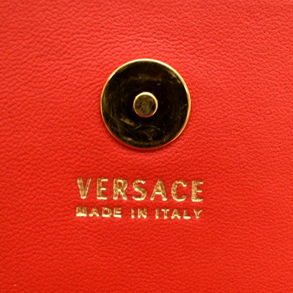 VERSACE Vitello Mini Virtus Calfskin Leather Crossbody Bag Flame Red