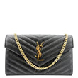 YVES SAINT LAURENT Envelope Leather Chain Shoulder Bag Black