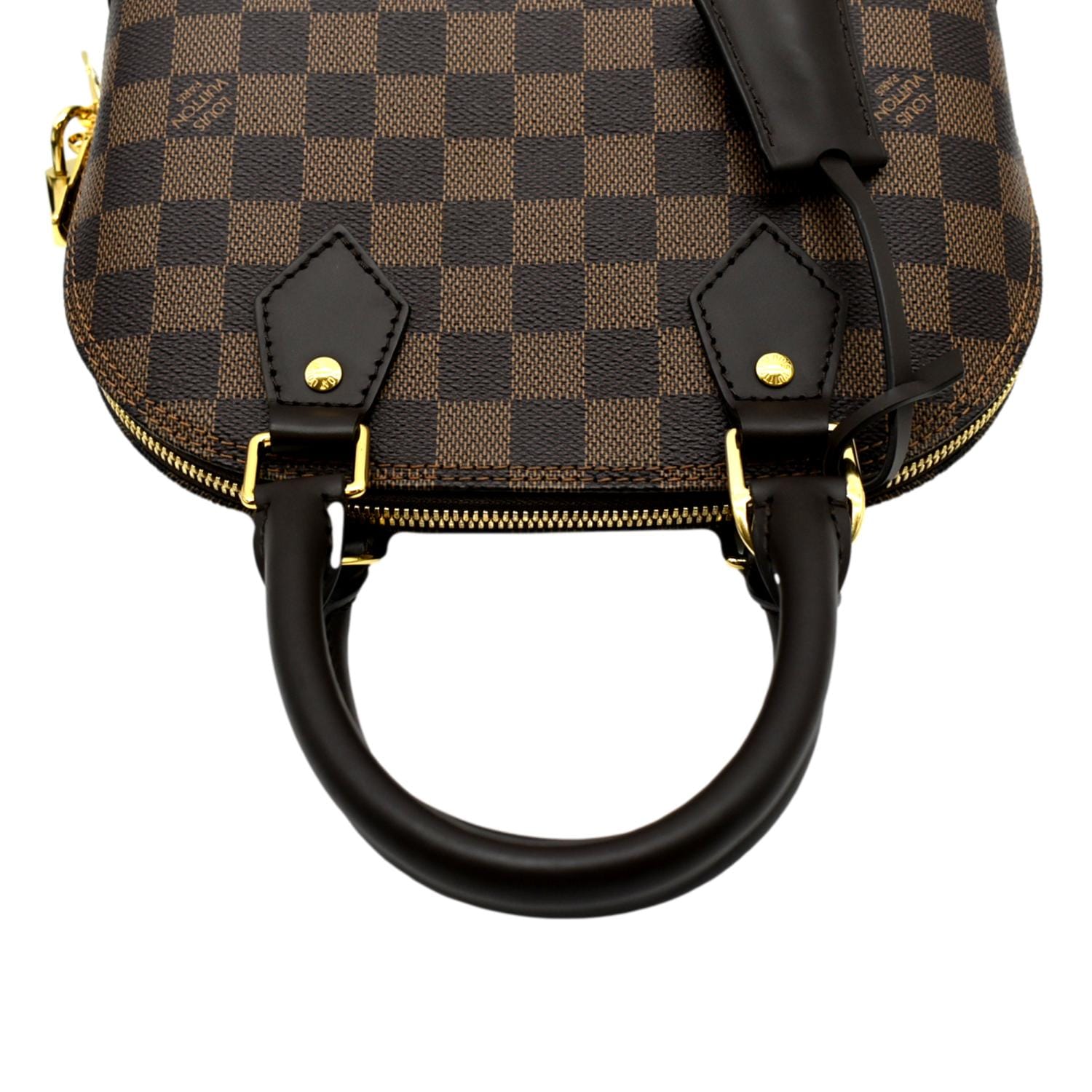 Louis Vuitton Alma small model handbag in ebene damier canvas and brown  leather