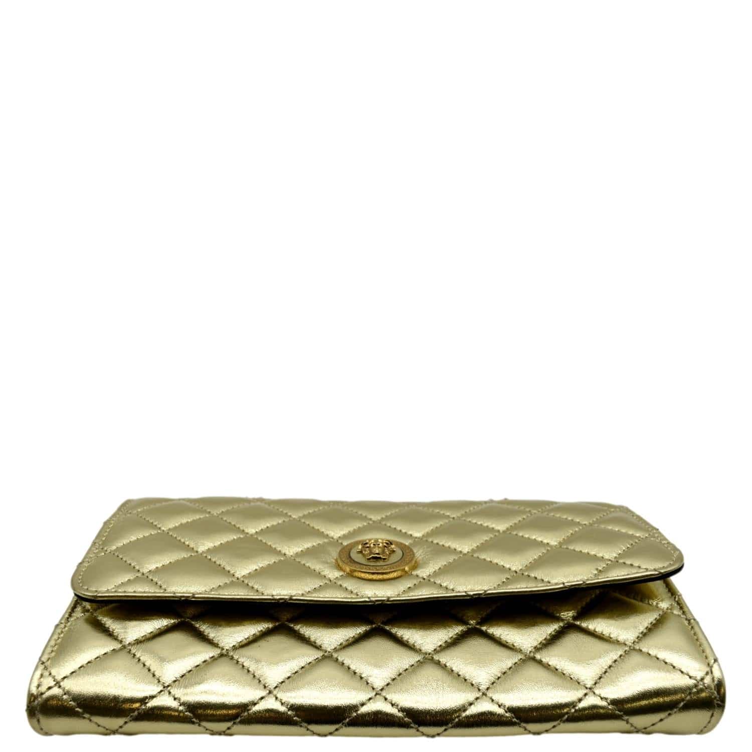 La medusa leather crossbody bag Versace Gold in Leather - 33305710
