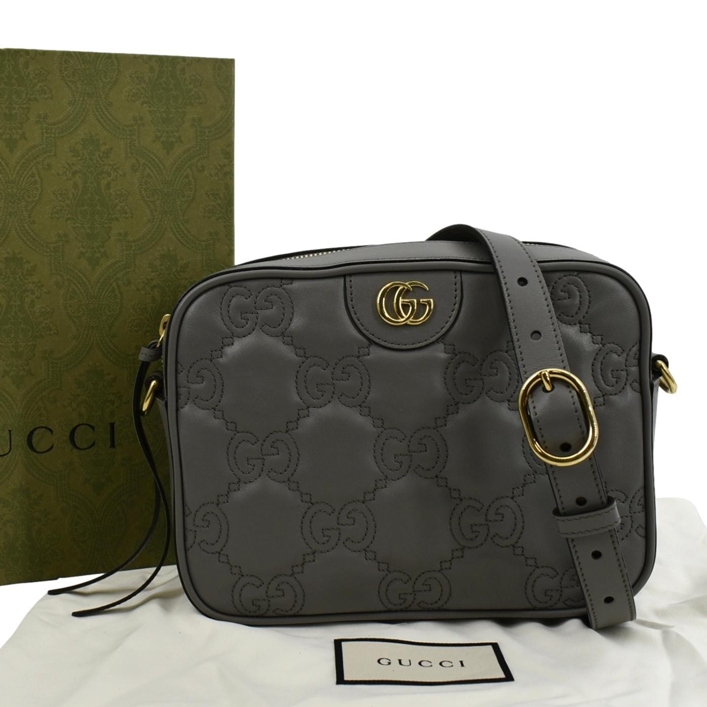Womens Gucci grey Mini Leather GG Matelassé Top-Handle Bag