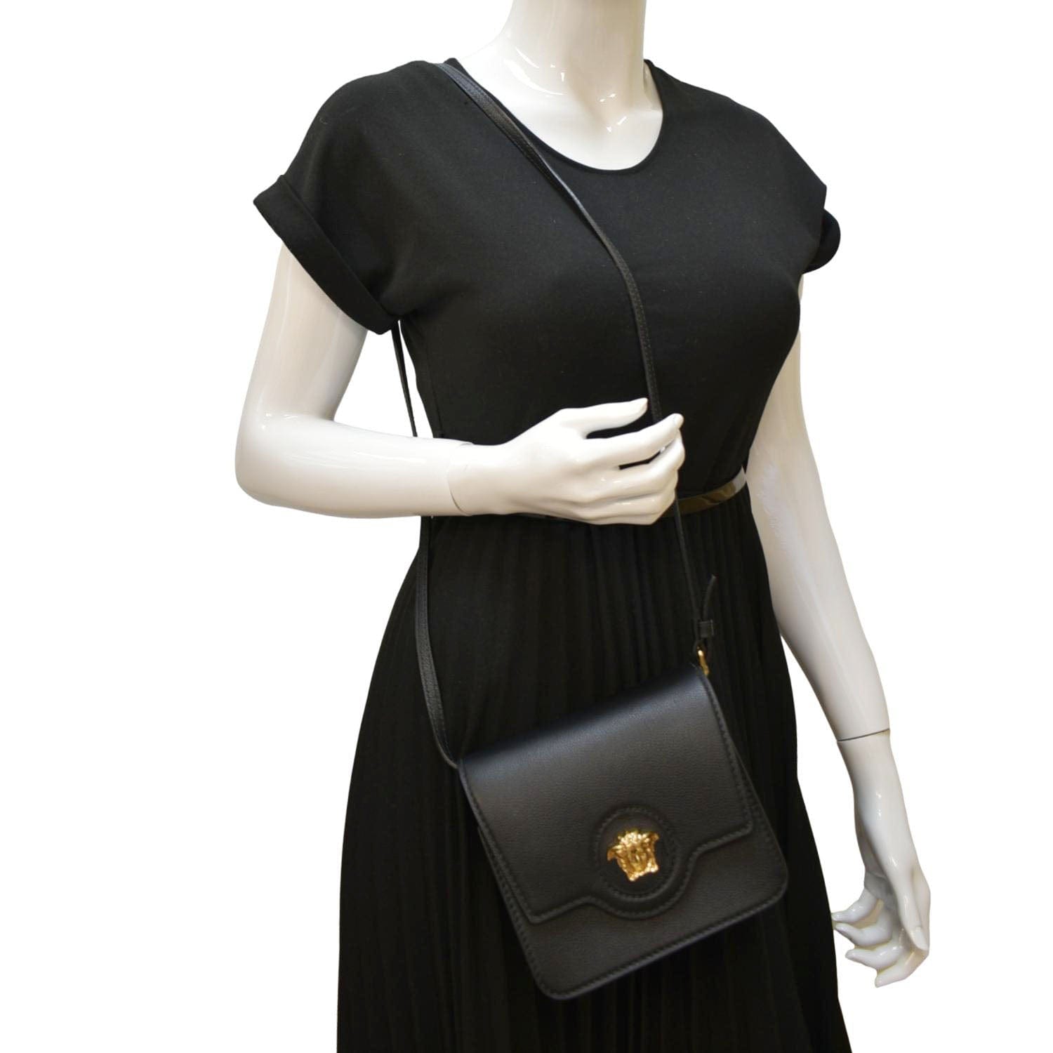 La Medusa Small Leather Tote Bag in Black - Versace
