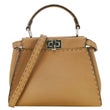 FENDI Selleria Peekaboo Leather Crossbody Bag Brown