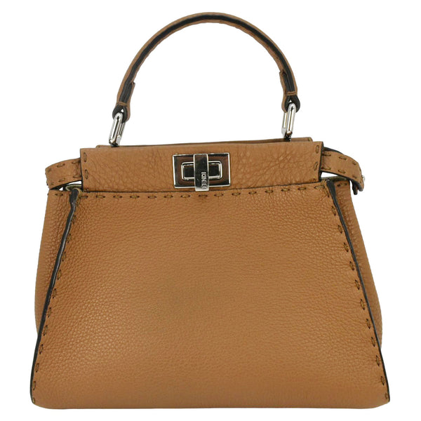 FENDI Selleria Peekaboo Leather Crossbody Bag Brown