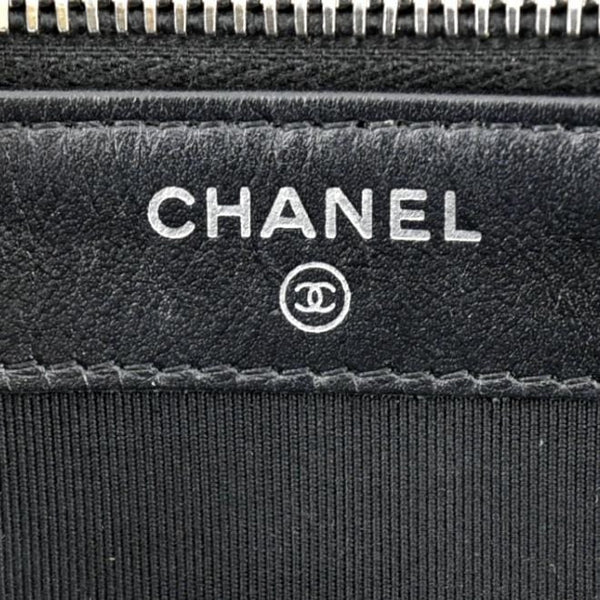 CHANEL Double Zip Quilted Lambskin Leather Shoulder Bag Black