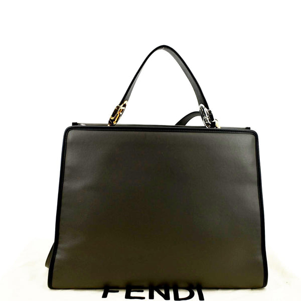 Fendi Runway Shopper Leather Tote Shoulder Bag in Grey Color