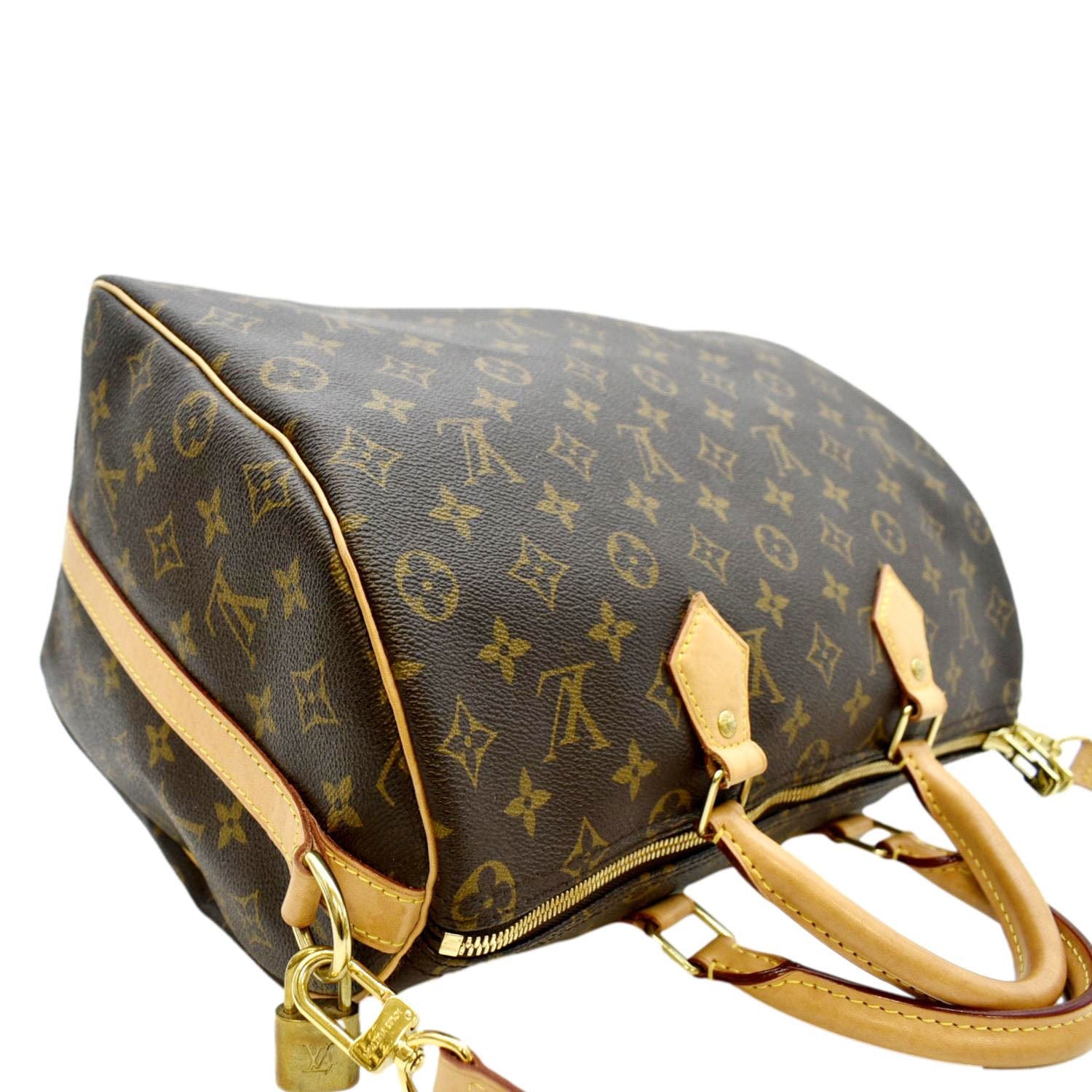 Louis Vuitton speedy Bandouliere 35 monogram Brown Leather ref.165367 -  Joli Closet