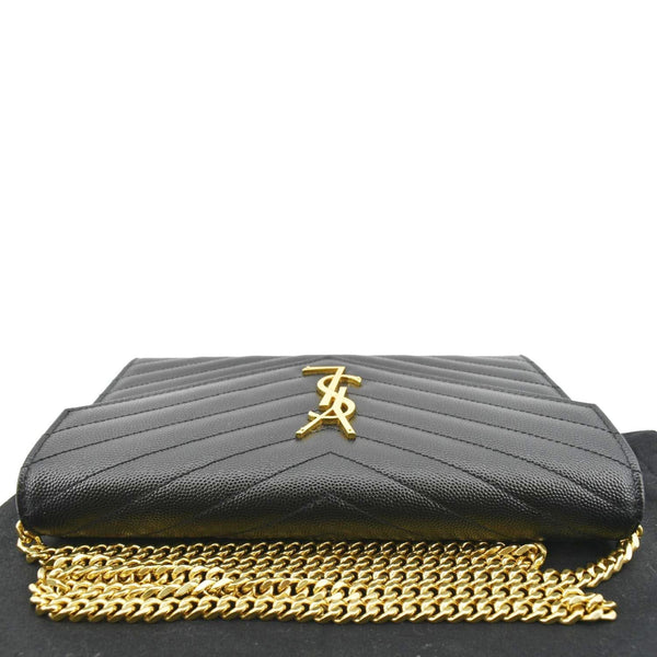 YVES SAINT LAURENT Envelope Leather Chain Shoulder Bag Black