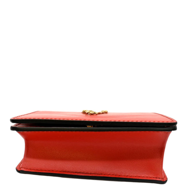 VERSACE Vitello Mini Virtus Calfskin Leather Crossbody Bag Flame Red