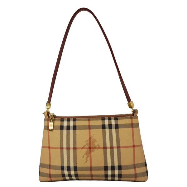 BURBERRY Haymarket House Check Canvas Pochette Bag Beige