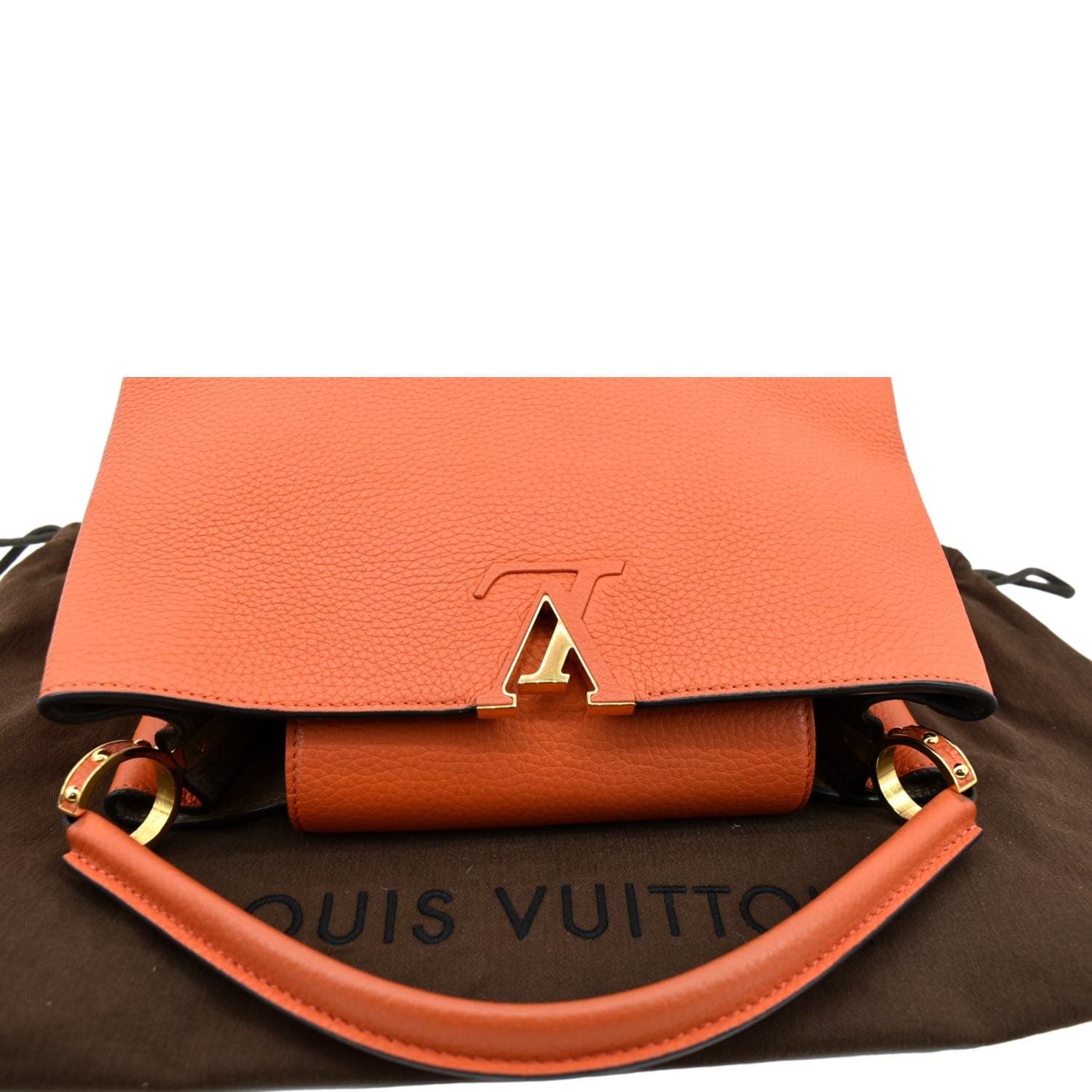 Louis Vuitton Capucines Mm Gold Black Taurillon Leather Hand Bag LV Purse  Pink