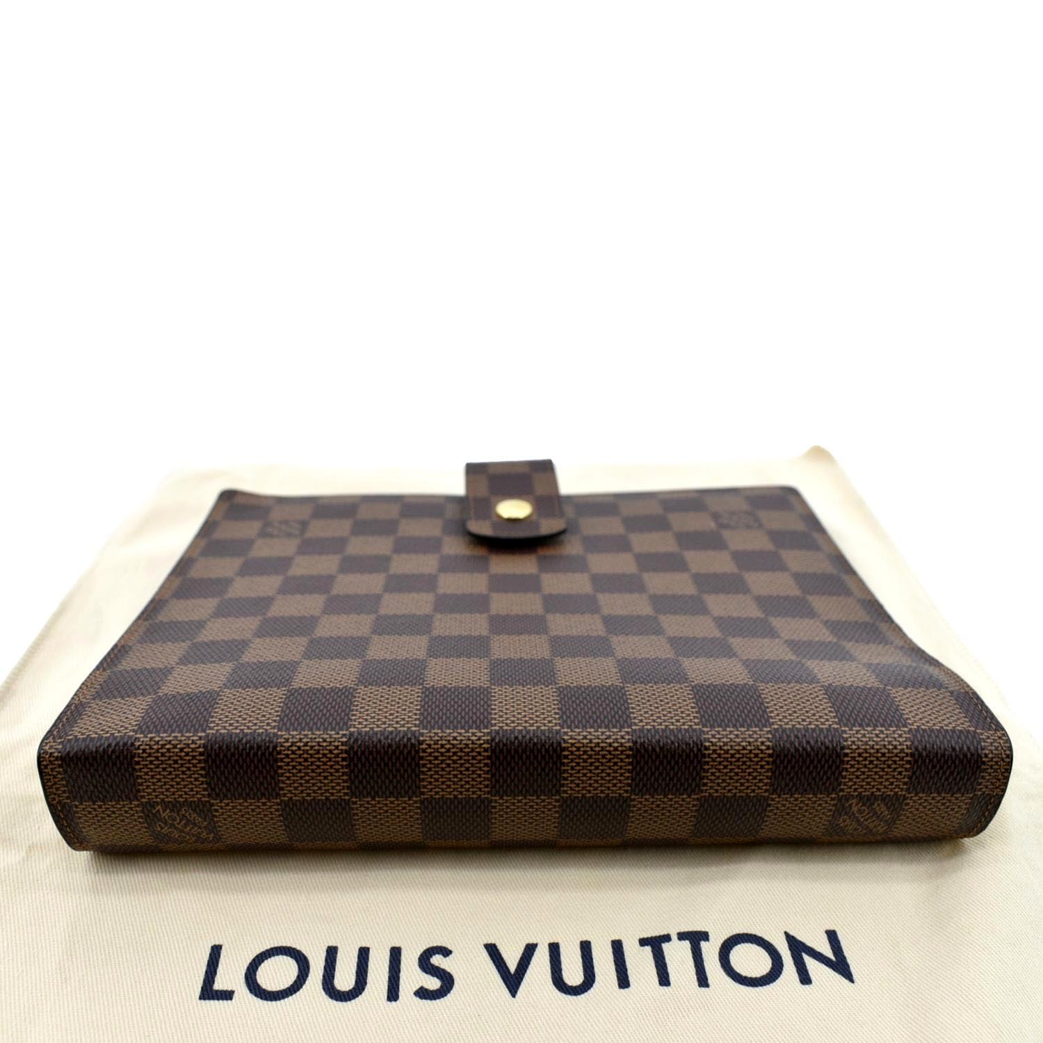 LOUIS VUITTON Ring Agenda Cover Large Damier Ebene Cover Brown