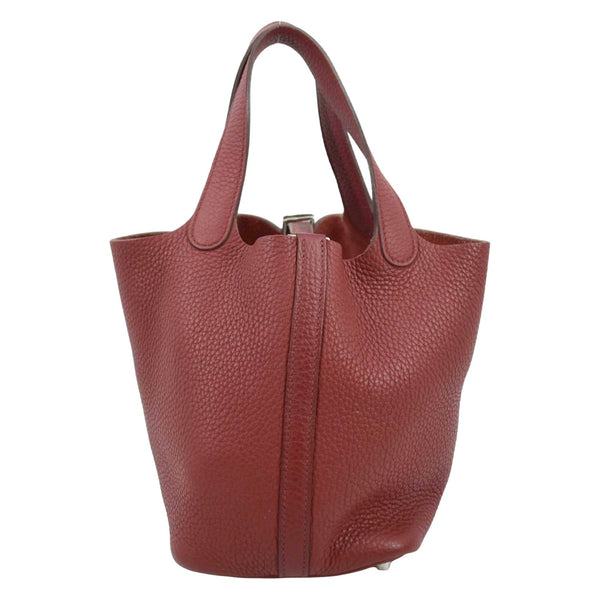 HERMES Picotin Lock 18 Taurillon Clemence Leather Hobo Bag Burgundy