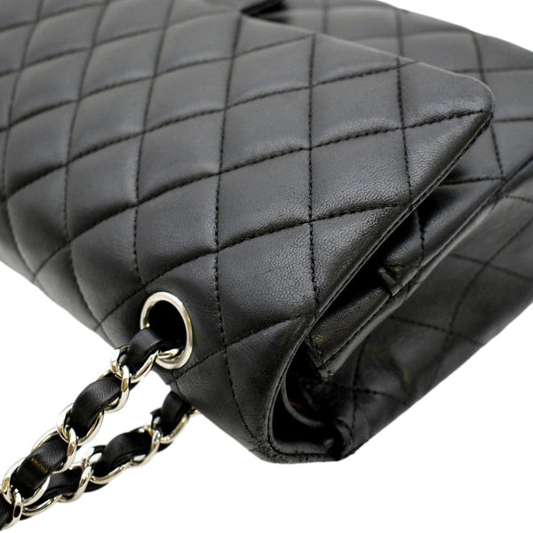 CHANEL Classic Medium Double Flap Quilted Leather Shoulder Bag Black