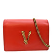 VERSACE Vitello Mini Virtus Calfskin Leather Crossbody Bag Flame Red