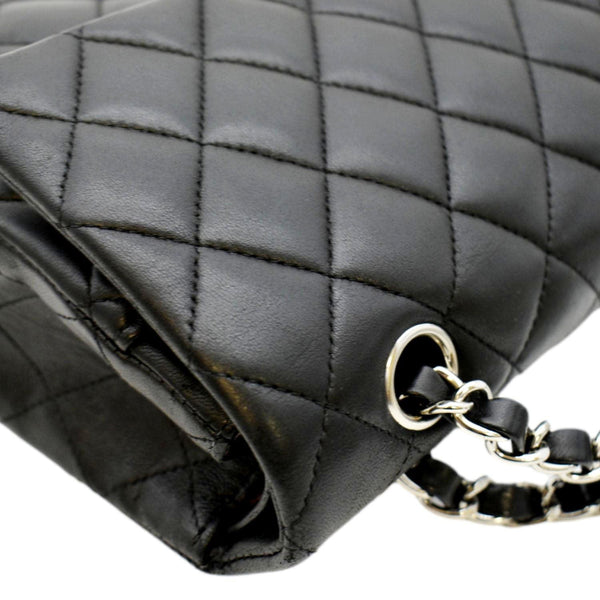 CHANEL Classic Medium Double Flap Quilted Leather Shoulder Bag Black