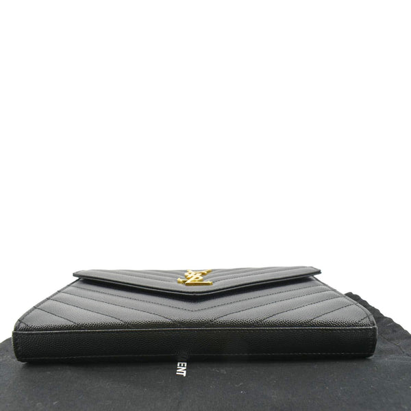 YVES SAINT LAURENT Envelope Leather Chain Shoulder Bag Black