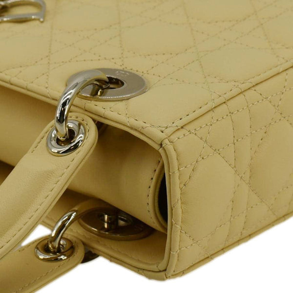 CHRISTIAN DIOR MY ABCDior Small Cannage Lambskin Leather Shoulder Bag Light Yellow