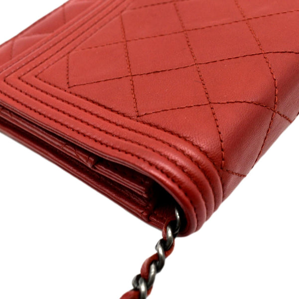 CHANEL WOC Quilted Calfskin Leather Crossbody Wallet Red