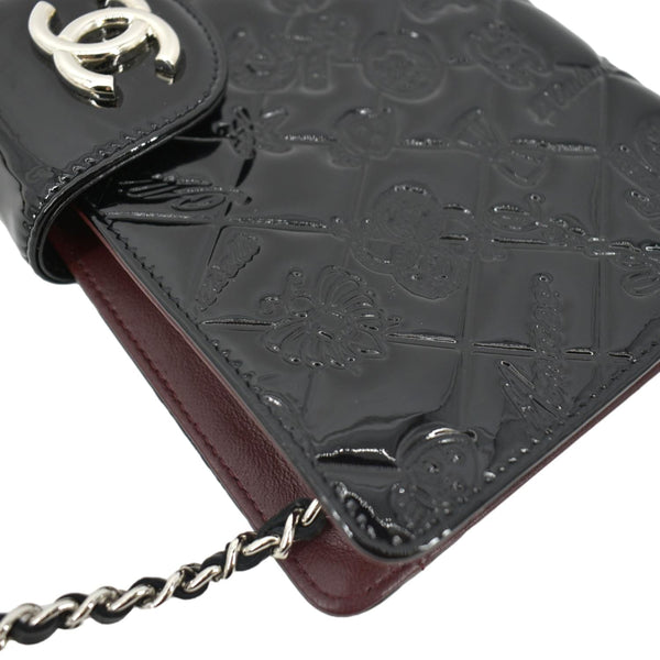 CHANEL Lucky Symbols Pochette Patent Leather Wallet on a Chain Black