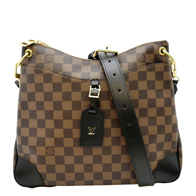 LOUIS VUITTON Damier Ebene Odeon Tote MM Black 1291169