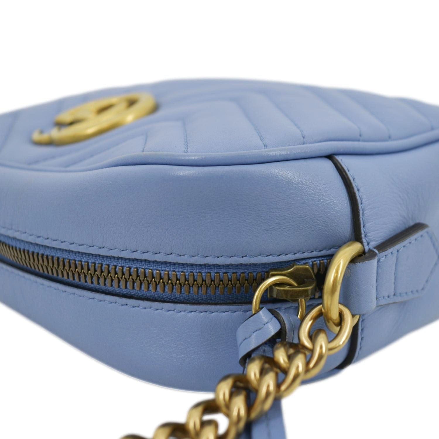 Authentic Gucci GG Marmont Matelassé Leather CrossBody Camera Bag 447632  Blue