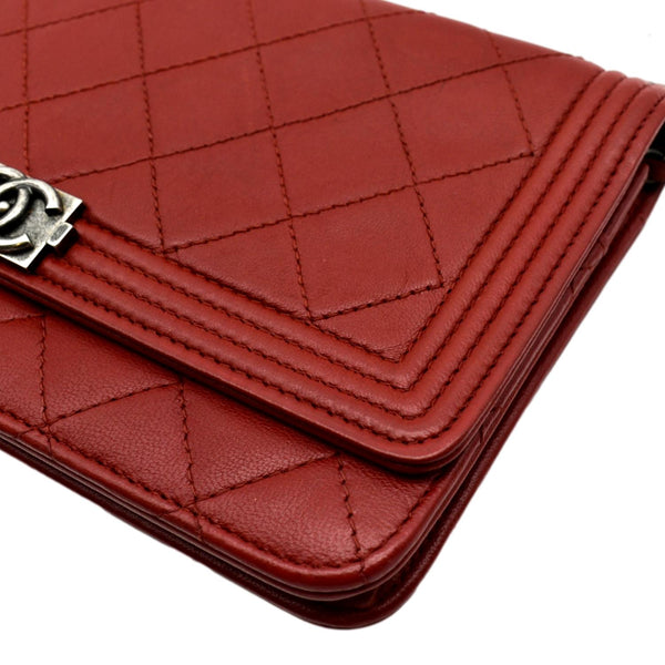 CHANEL WOC Quilted Calfskin Leather Crossbody Wallet Red