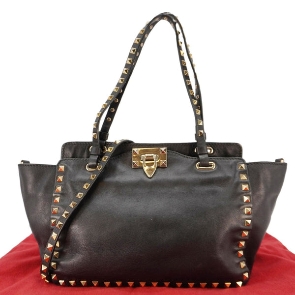 VALENTINO Garavani Rockstud Leather Tote Bag Black