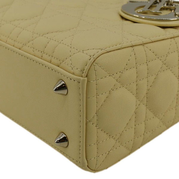 CHRISTIAN DIOR MY ABCDior Small Cannage Lambskin Leather Shoulder Bag Light Yellow