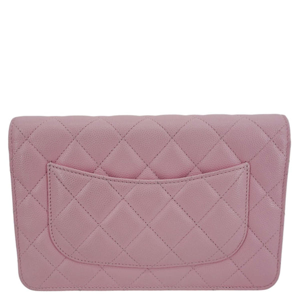 CHANEL Wallet On Chain Quilted Caviar Leather Crossbody Bag Pink