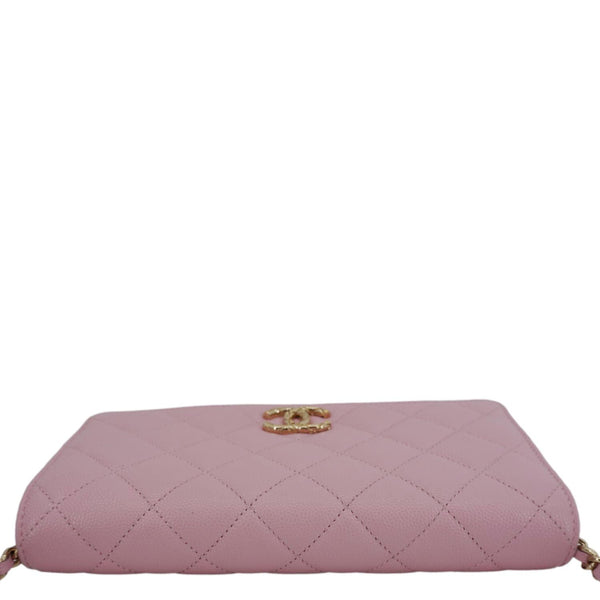 CHANEL Wallet On Chain Quilted Caviar Leather Crossbody Bag Pink