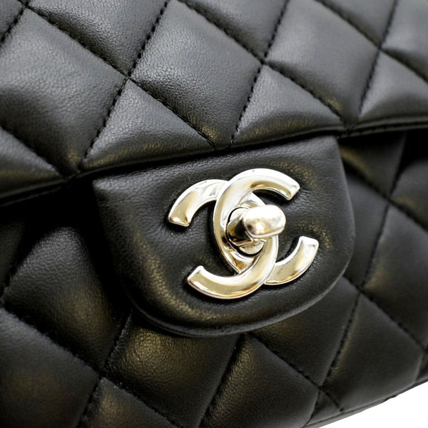 CHANEL Classic Medium Double Flap Quilted Leather Shoulder Bag Black