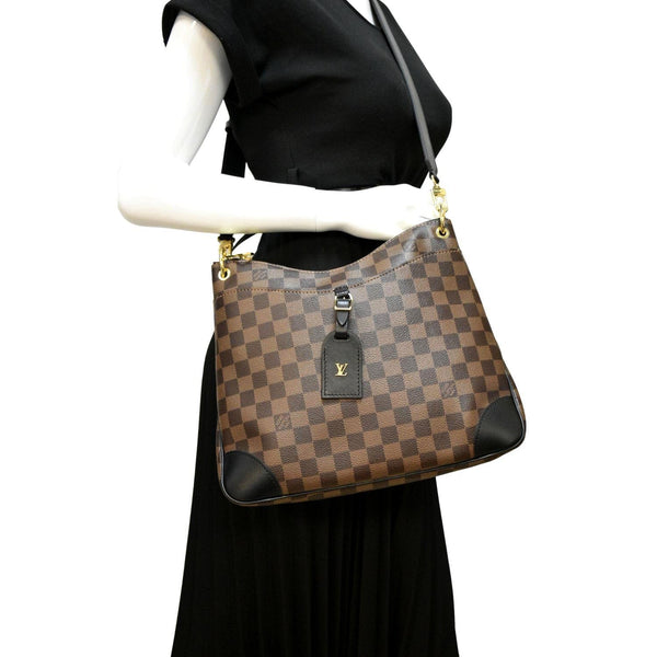 LOUIS VUITTON Odeon MM Damier Ebene Shoulder Bag Black/Brown