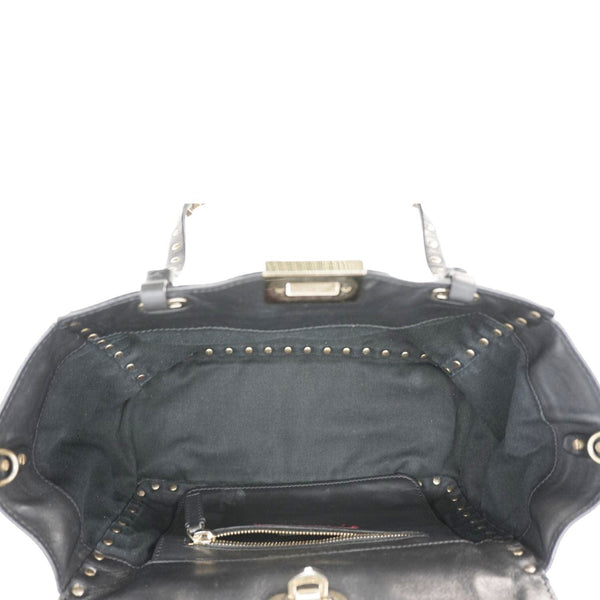 VALENTINO Garavani Rockstud Leather Tote Bag Black