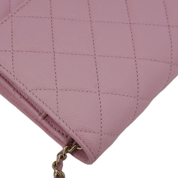 CHANEL Wallet On Chain Quilted Caviar Leather Crossbody Bag Pink