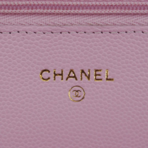 CHANEL Wallet On Chain Quilted Caviar Leather Crossbody Bag Pink