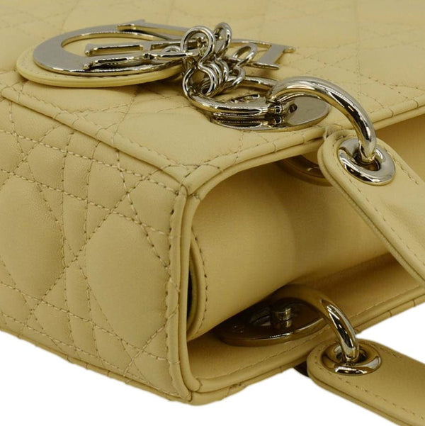 CHRISTIAN DIOR MY ABCDior Small Cannage Lambskin Leather Shoulder Bag Light Yellow