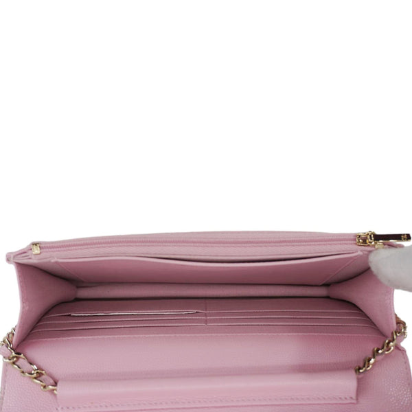 CHANEL Wallet On Chain Quilted Caviar Leather Crossbody Bag Pink