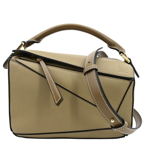 LOEWE Puzzle Calfskin Leather Shoulder Bag Sand Mink