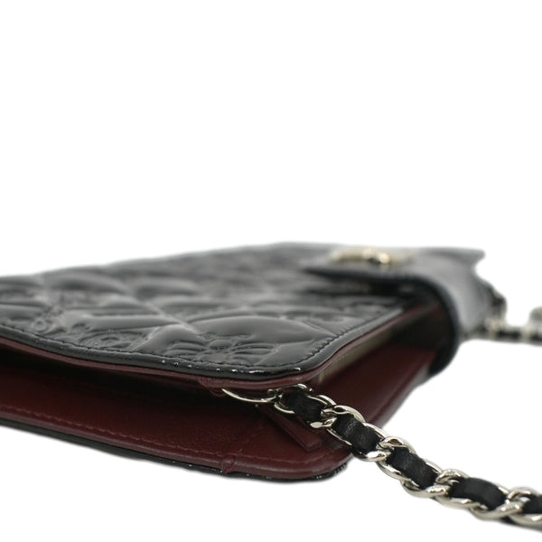 CHANEL Lucky Symbols Pochette Patent Leather Wallet on a Chain Black