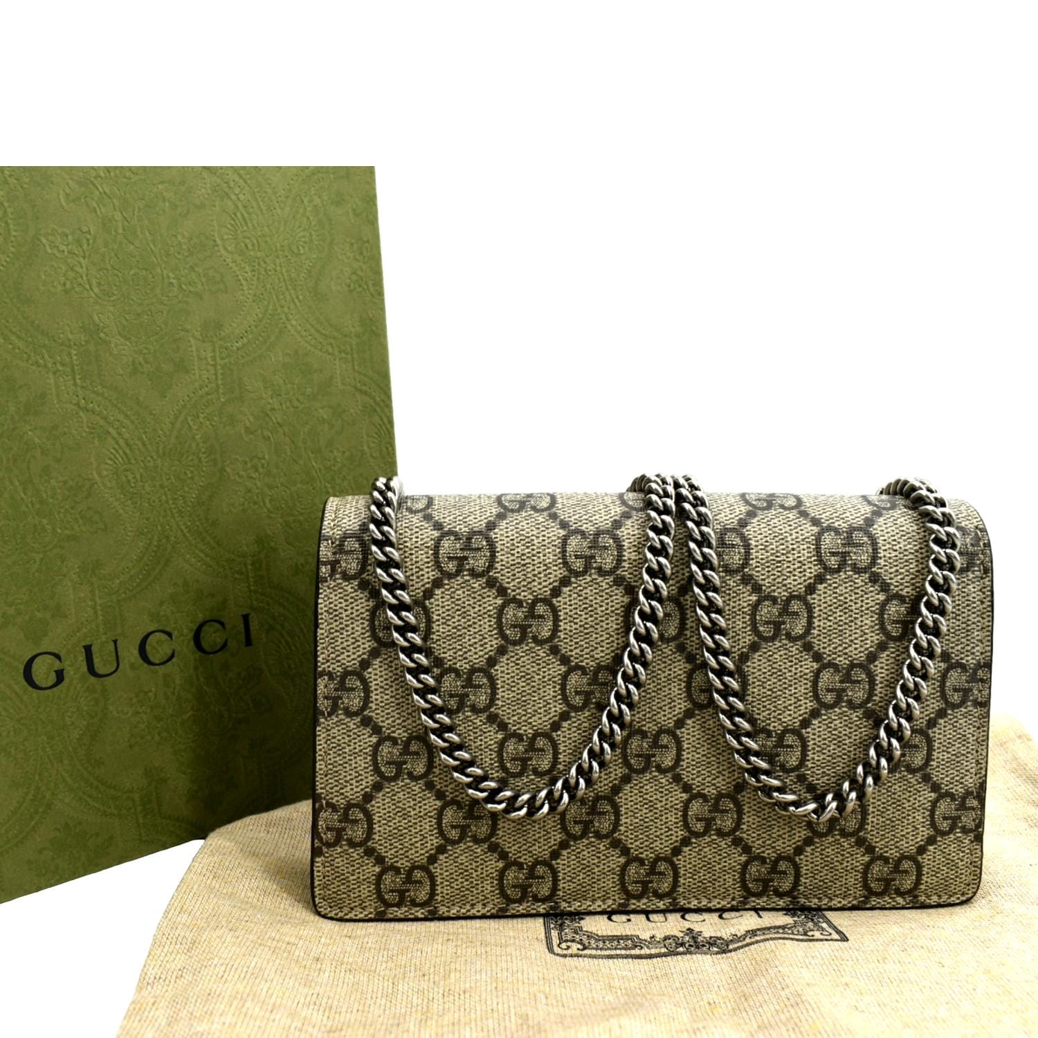 Gucci GG Supreme Monogram Mini Dionysus Shoulder Bag Taupe