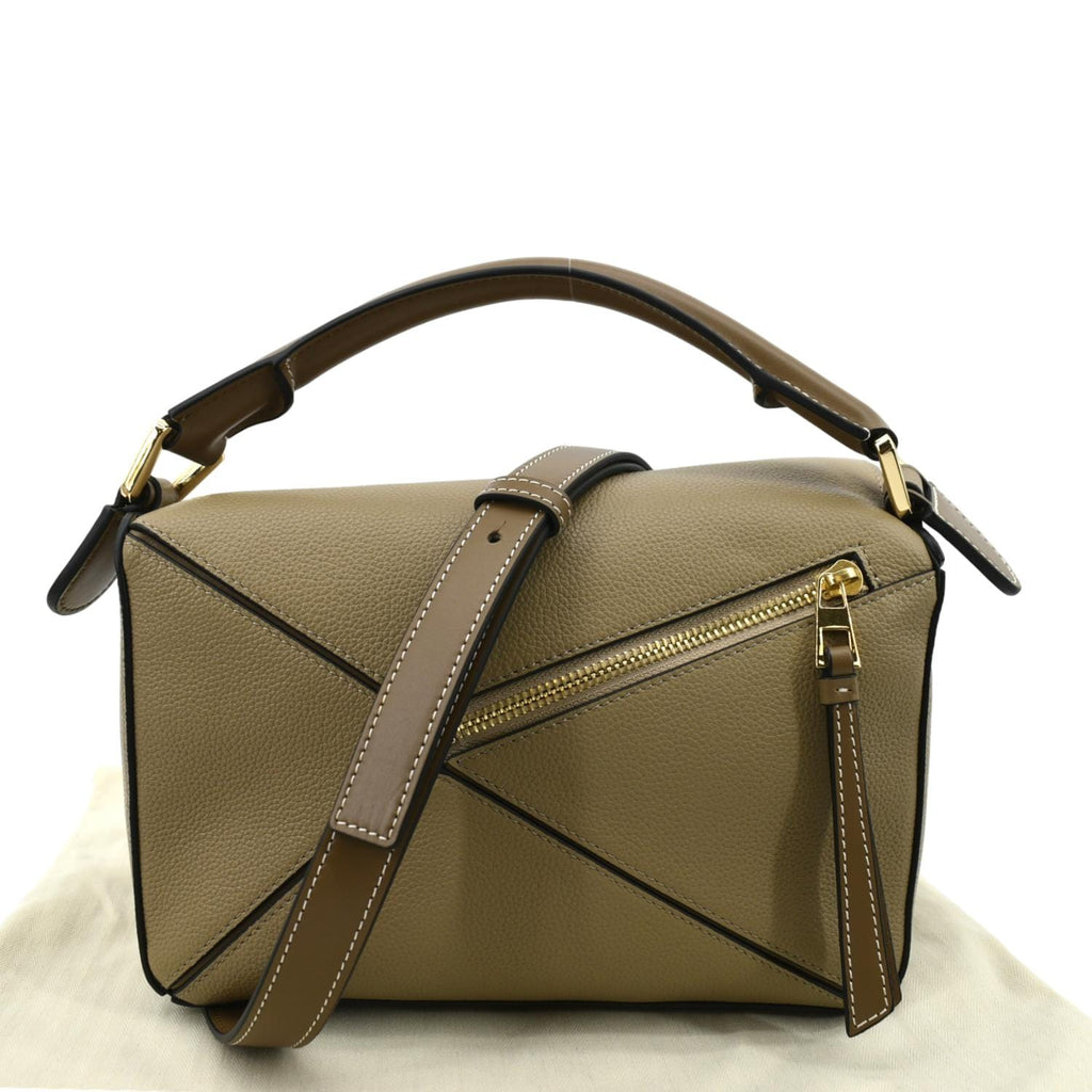 LOEWE Puzzle Calfskin Leather Shoulder Bag Sand Mink