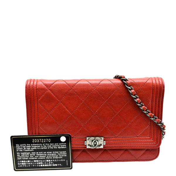 CHANEL WOC Quilted Calfskin Leather Crossbody Wallet Red