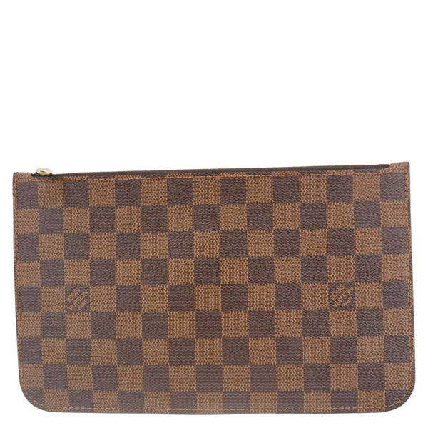 LOUIS VUITTON Neverfull Wristlet Damier Ebene Pouch Brown