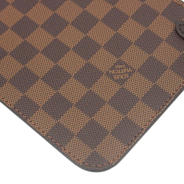 LOUIS VUITTON Neverfull Wristlet Damier Ebene Pouch Brown