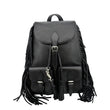 YVES SAINT LAURENT Fringe Calfskin Leather Backpack Bag Black