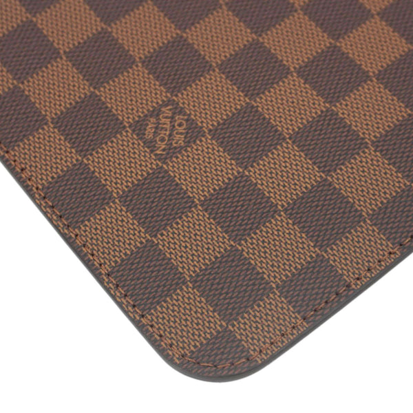 LOUIS VUITTON Neverfull Wristlet Damier Ebene Pouch Brown