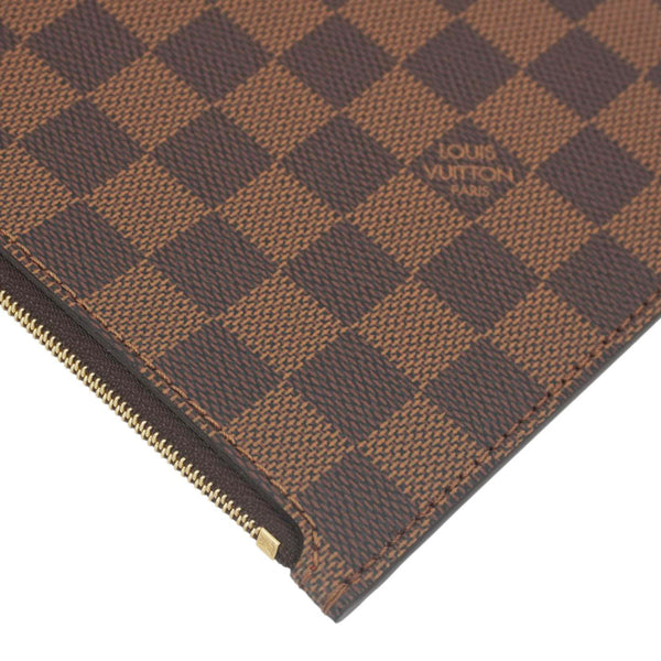 LOUIS VUITTON Neverfull Wristlet Damier Ebene Pouch Brown